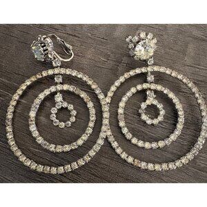 Vintage Rhinestone Clip On Earrings